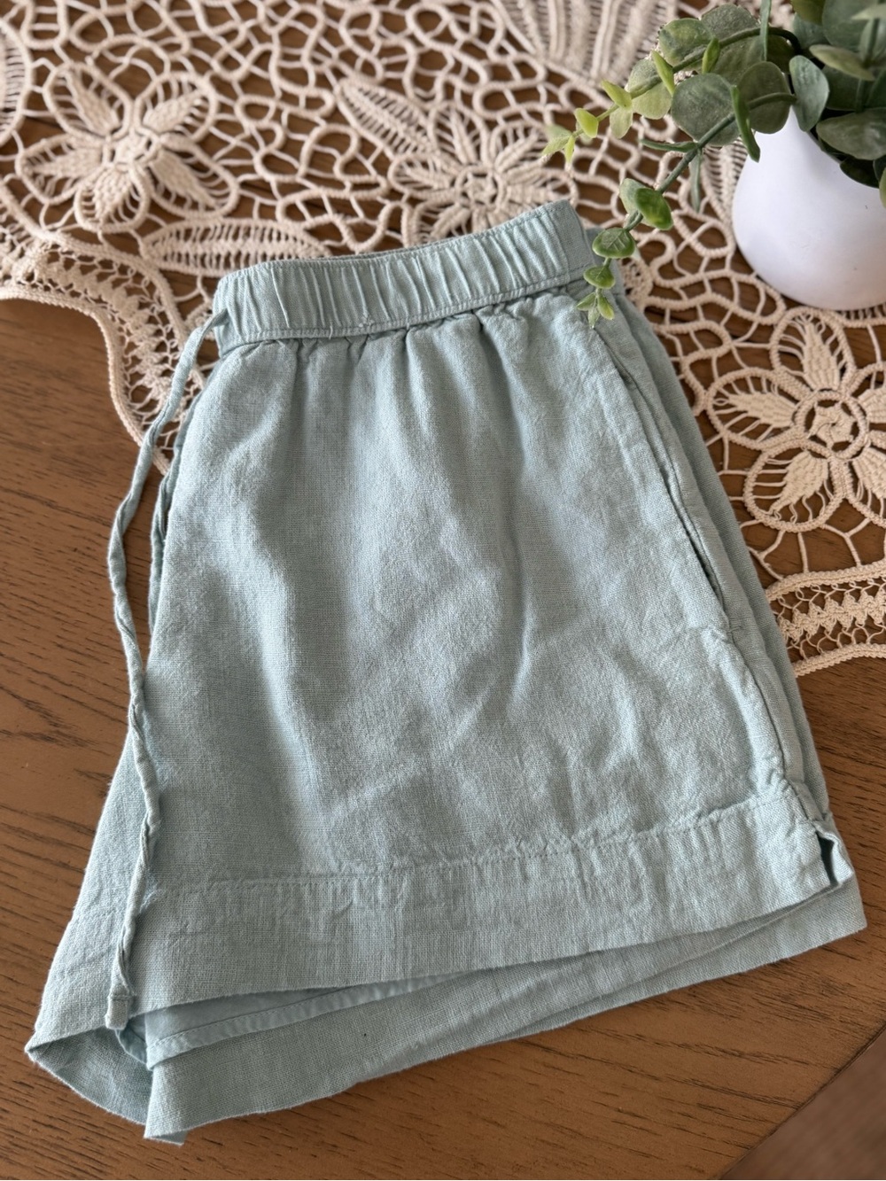 Abercrombie & Fitch Linen Blend Pull-On Shorts XS Sage Green Coastal Casual